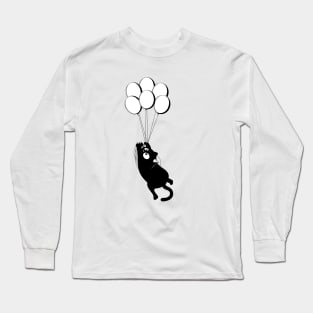 Black cat floating Long Sleeve T-Shirt